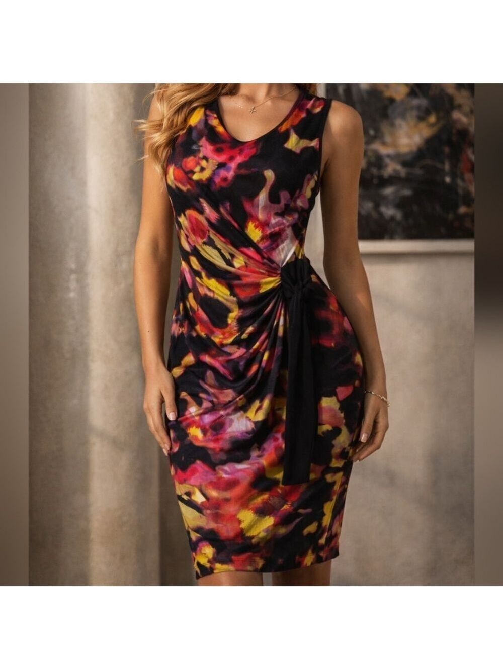 Carole Little Vintage Dress Wrap Tie Front Bodycon Dress